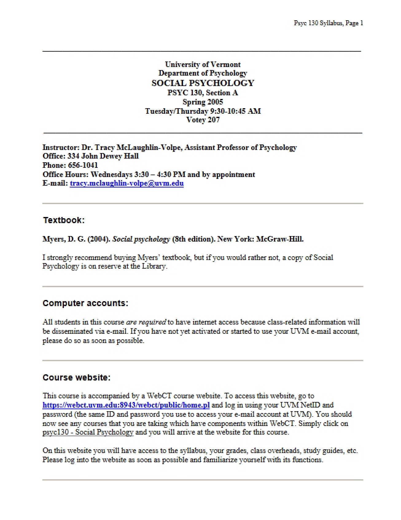 Syllabus Social Psychology