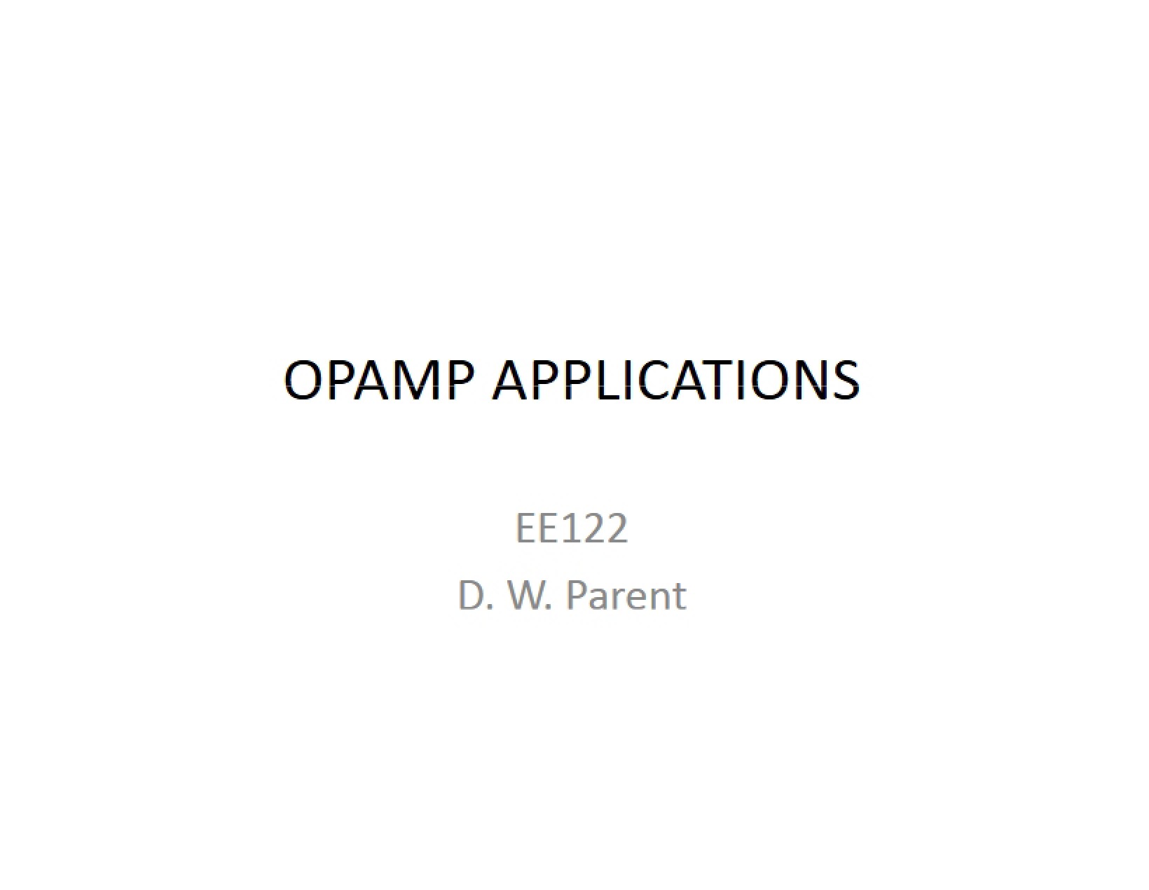 Applications of Operational Amplifiers