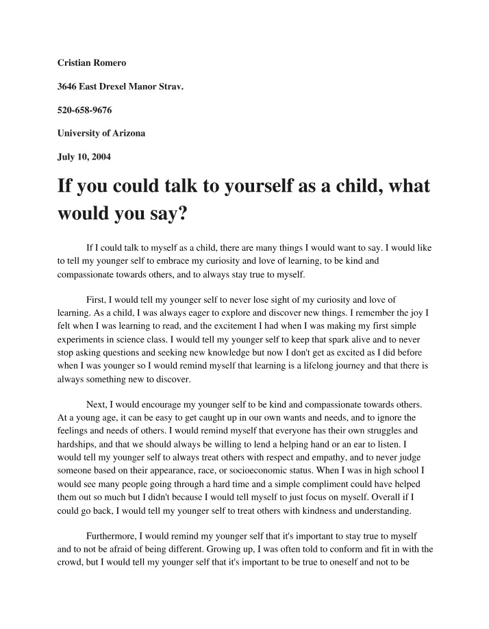 What would you say to yourself as a child