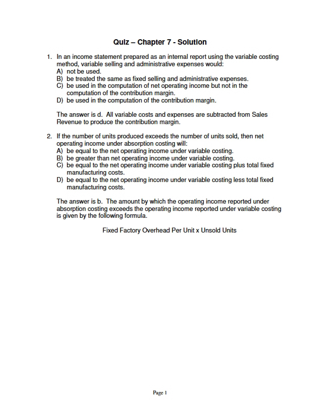 Solutions to Chapter 7 Assessment
