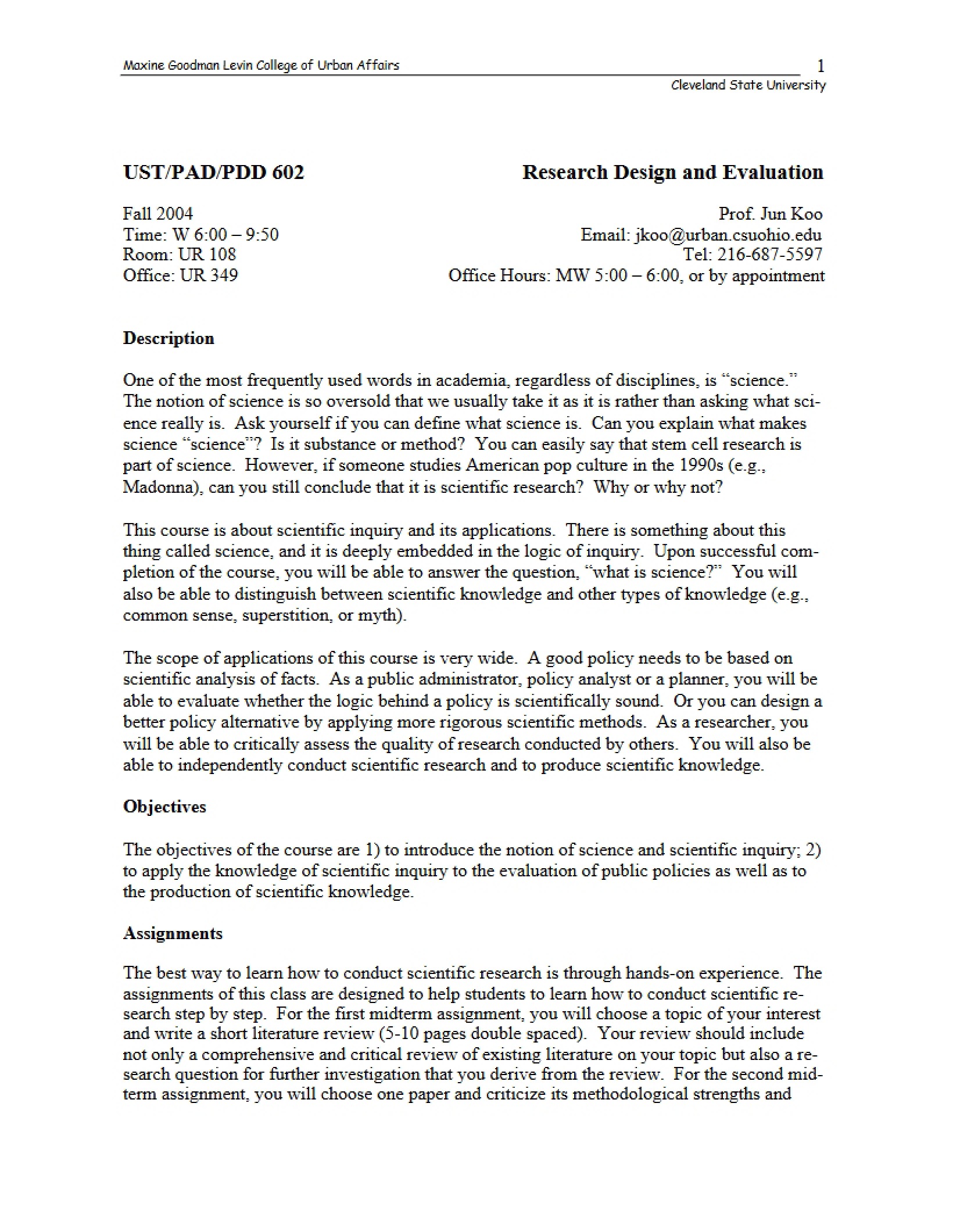 Research Design Syllabus