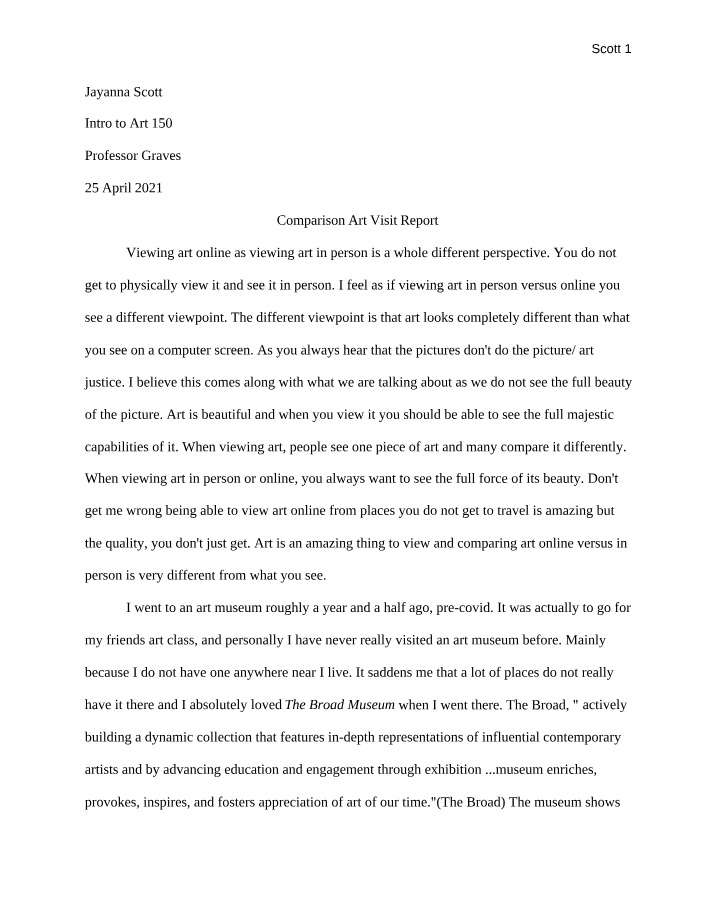 Comparison Report - Art Visit