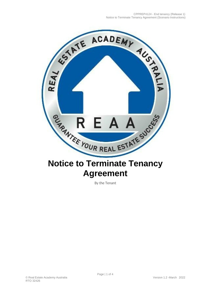 Notice to Terminate Tenancy (Tenant) - Scenario Instructions