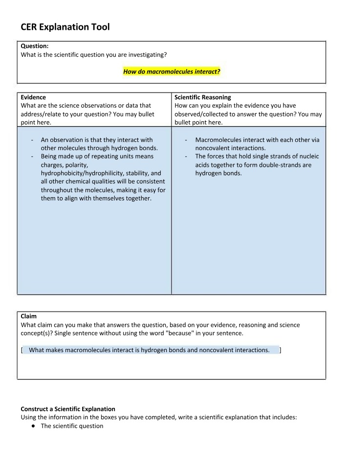 Tool for CER Explanation