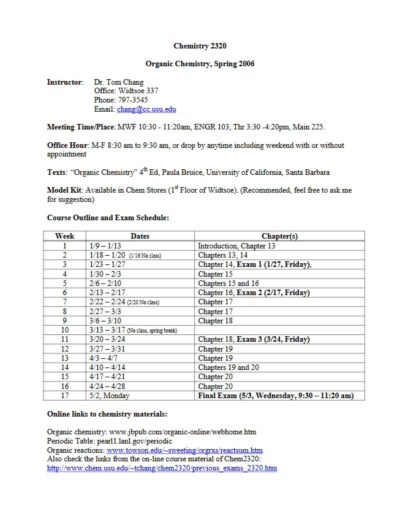 Class Syllabus