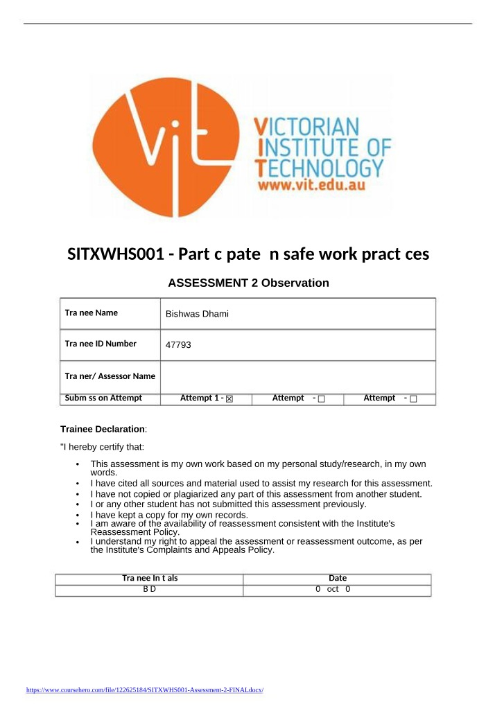 Workplace Safety Assessment - Emergency Procedures