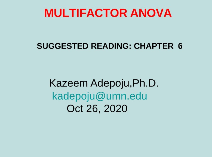 Two Way ANOVA and R Analysis - Multifactor ANOVA