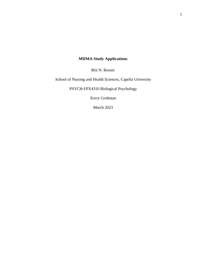 Applications of MDMA Study