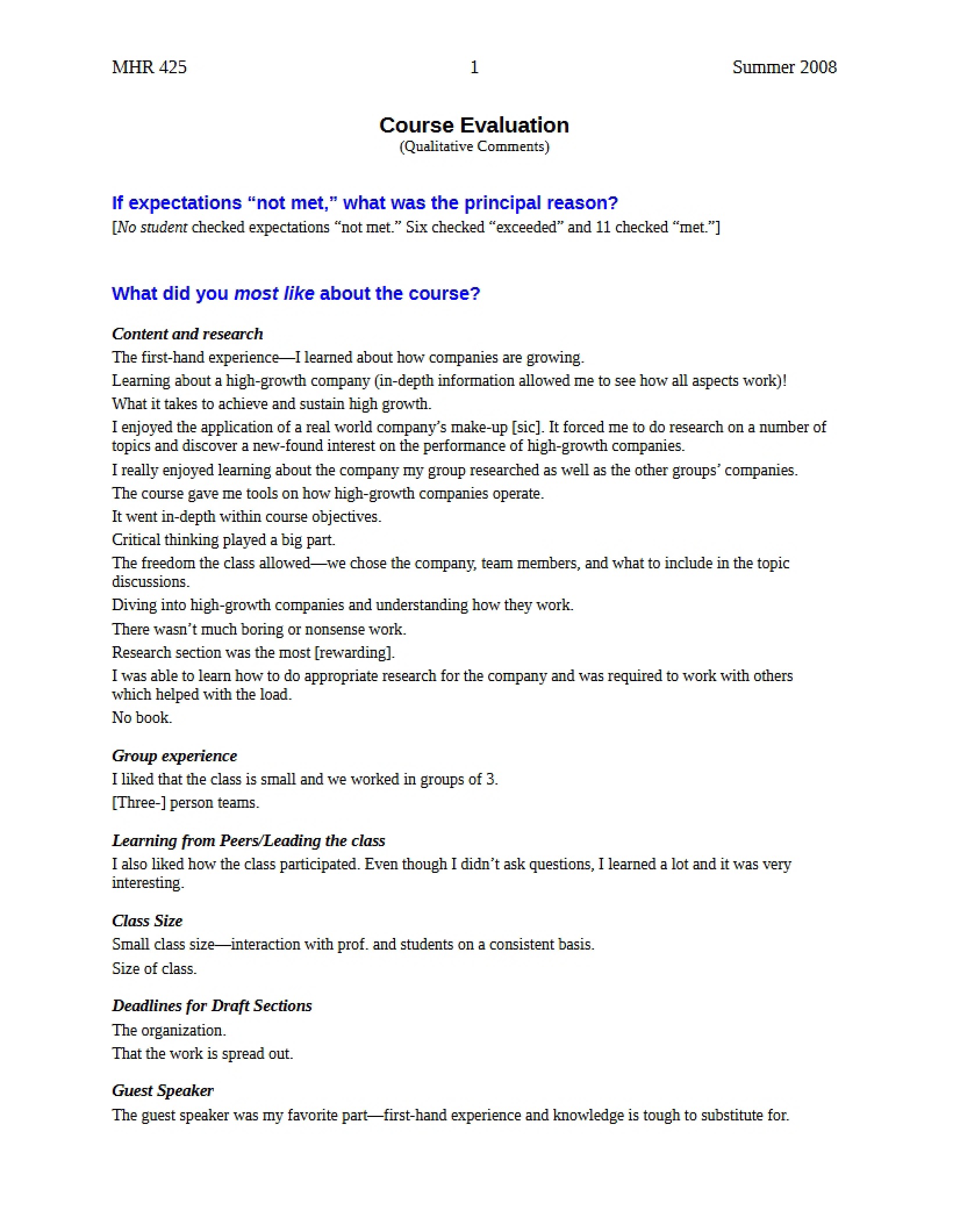 Emergent Ventures Course Evaluation