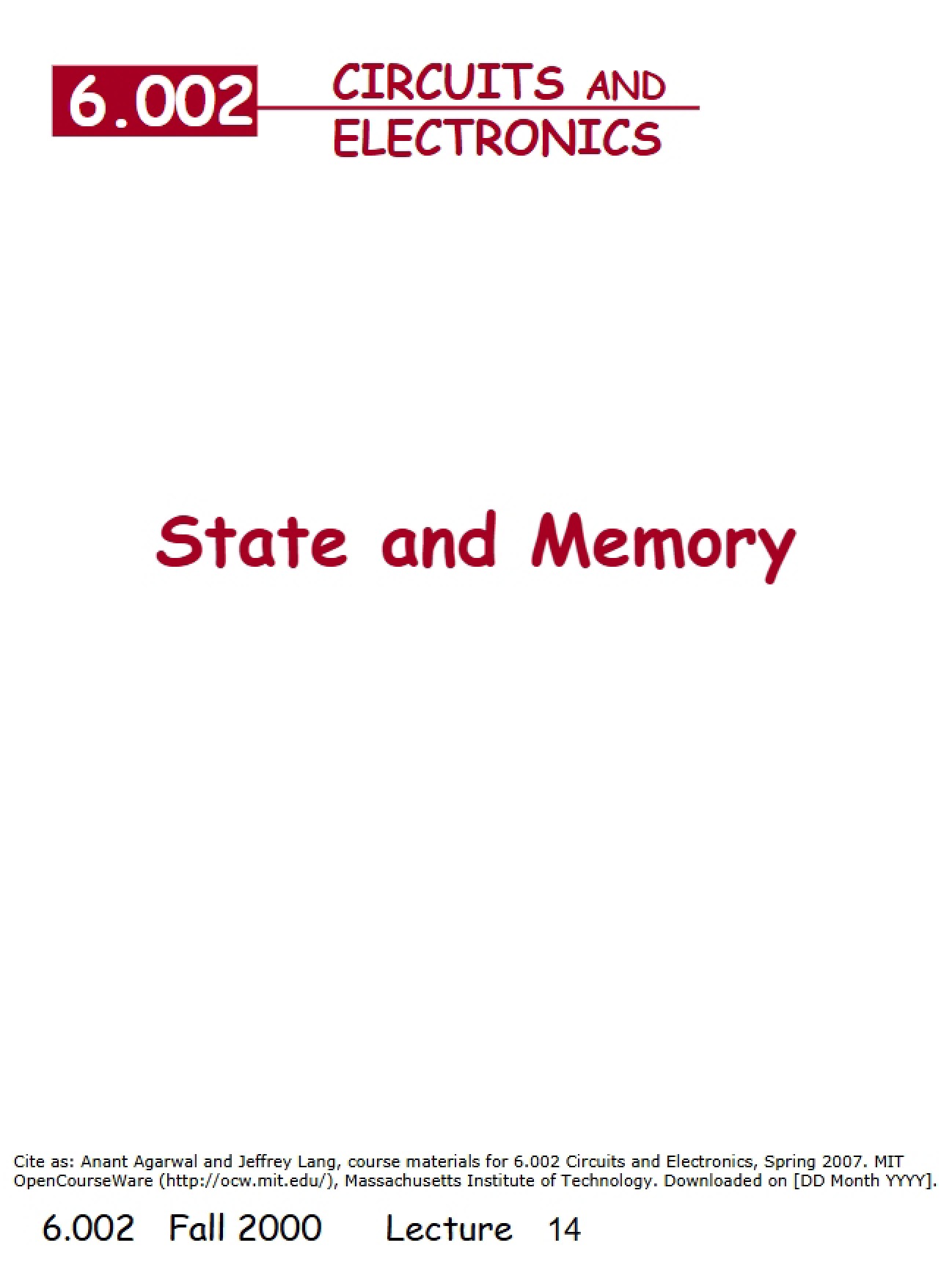 Memory and State