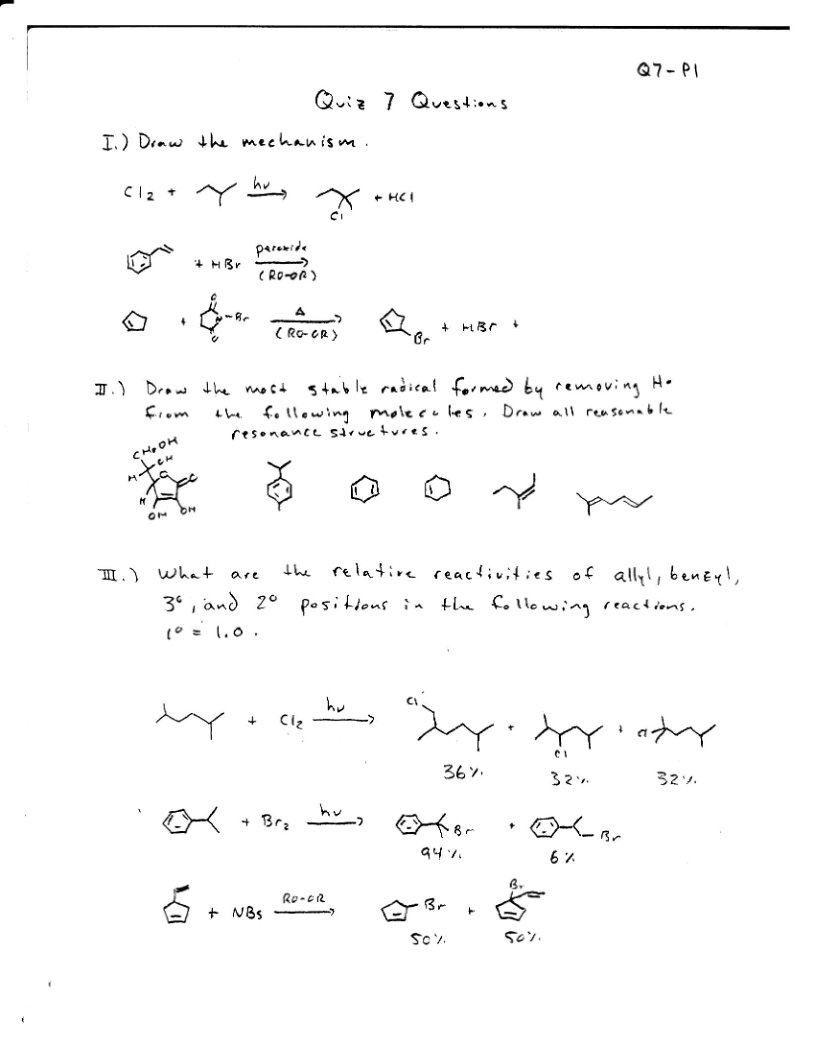 Questions for Quiz 7