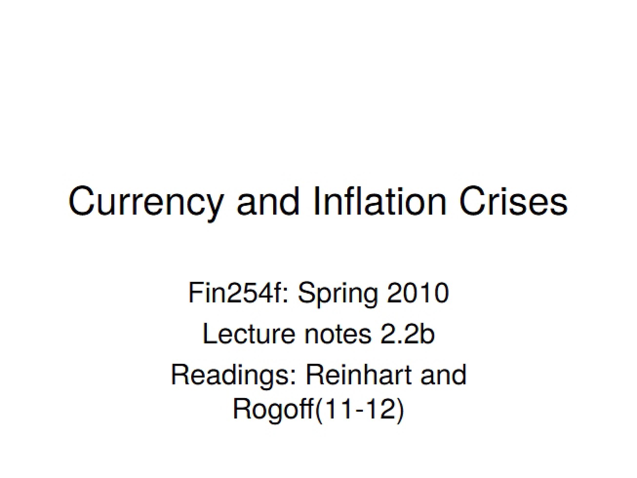 Inflation and Currency Crises