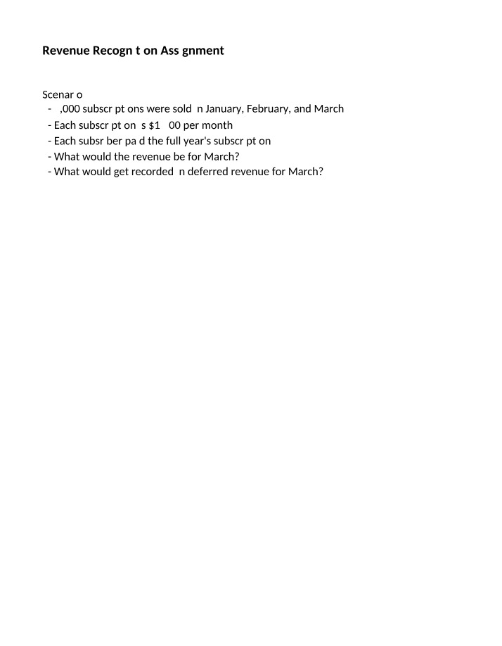 March Revenue and Deferred Revenue Calculations