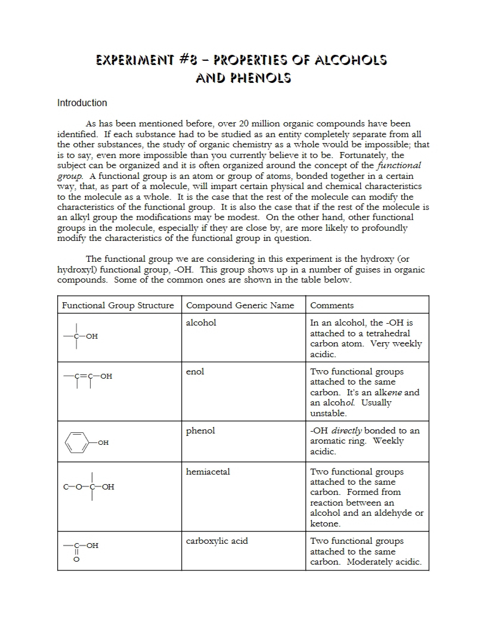 Alcohols and Phenols Properties