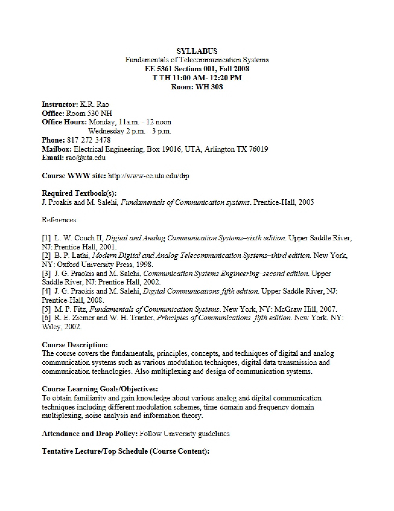 Course Outline EE 5361