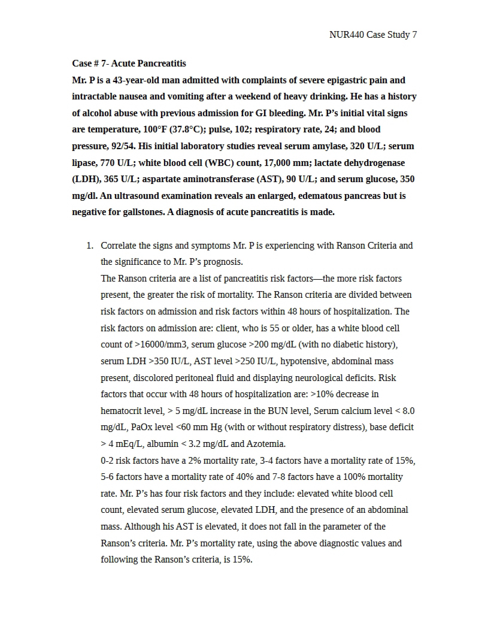 Case Study Seven Critical Care