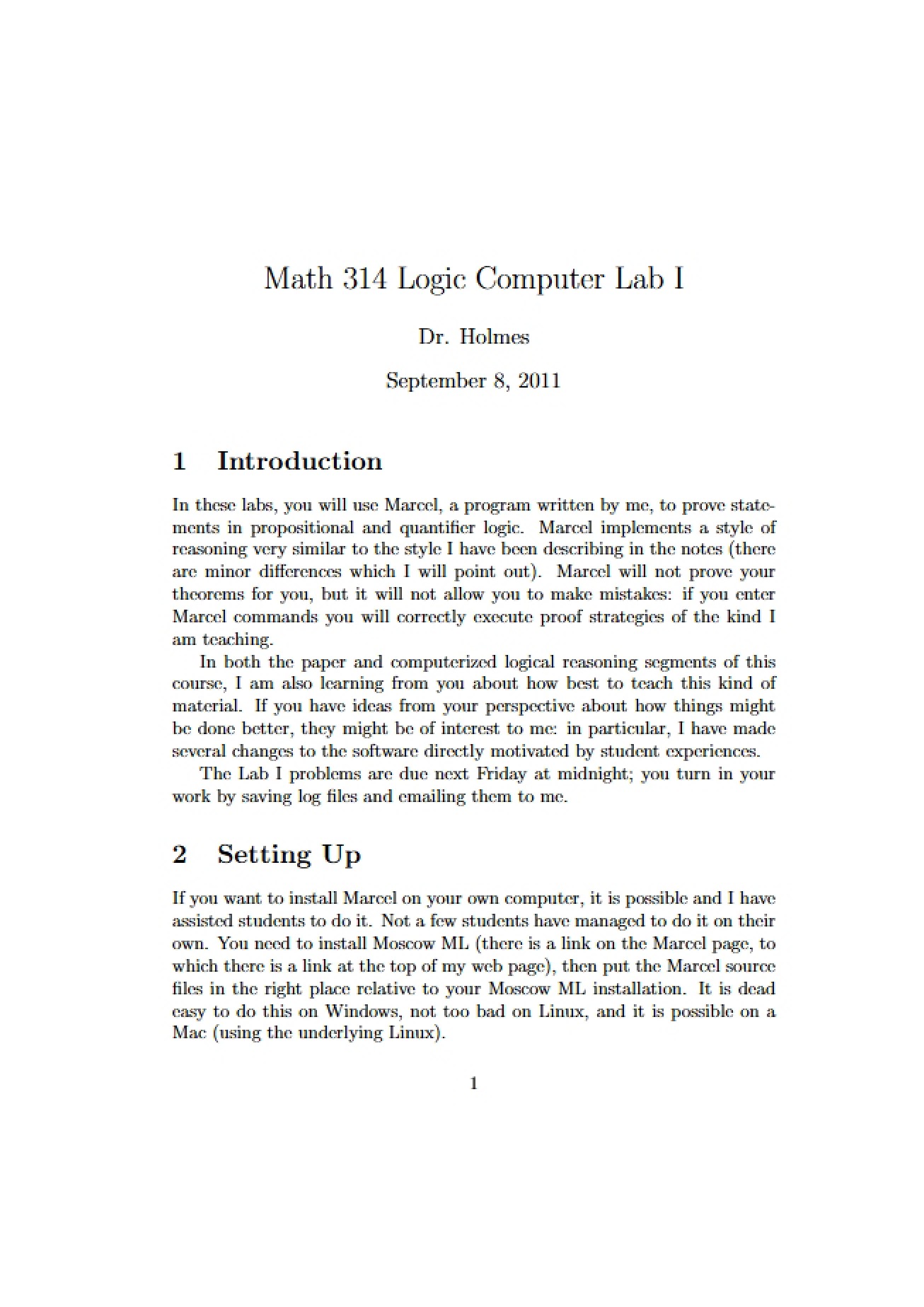 Computer Lab on Logic