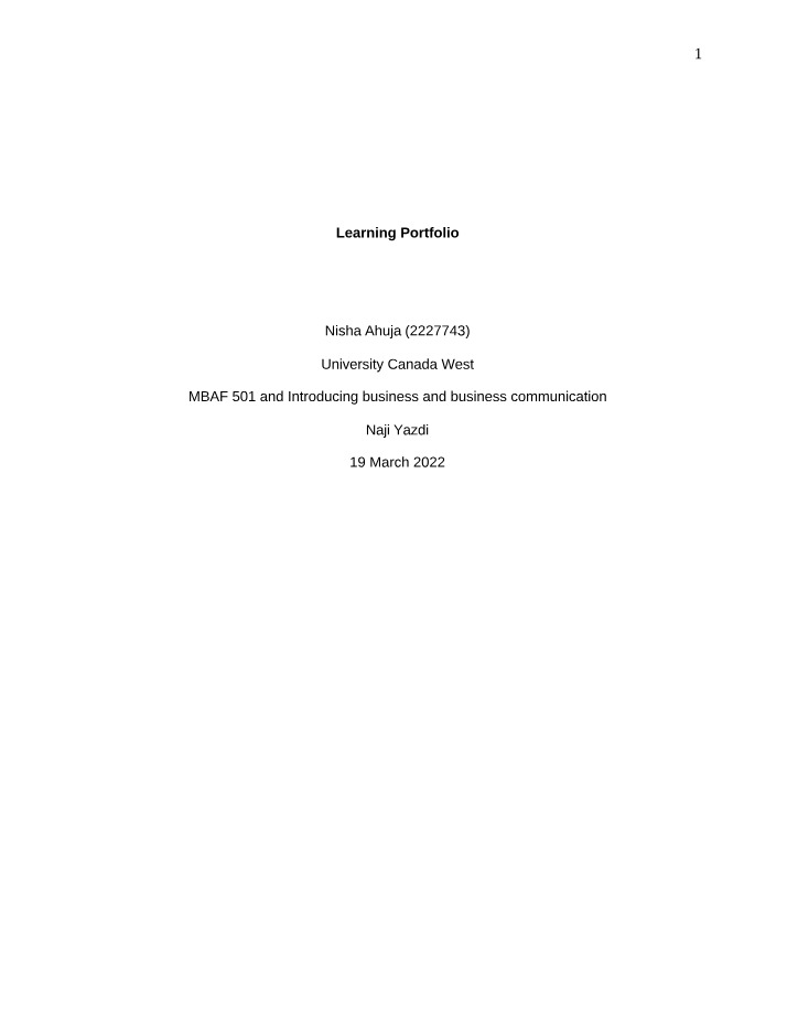 Introduction to Business Communication and Tuckman's Model