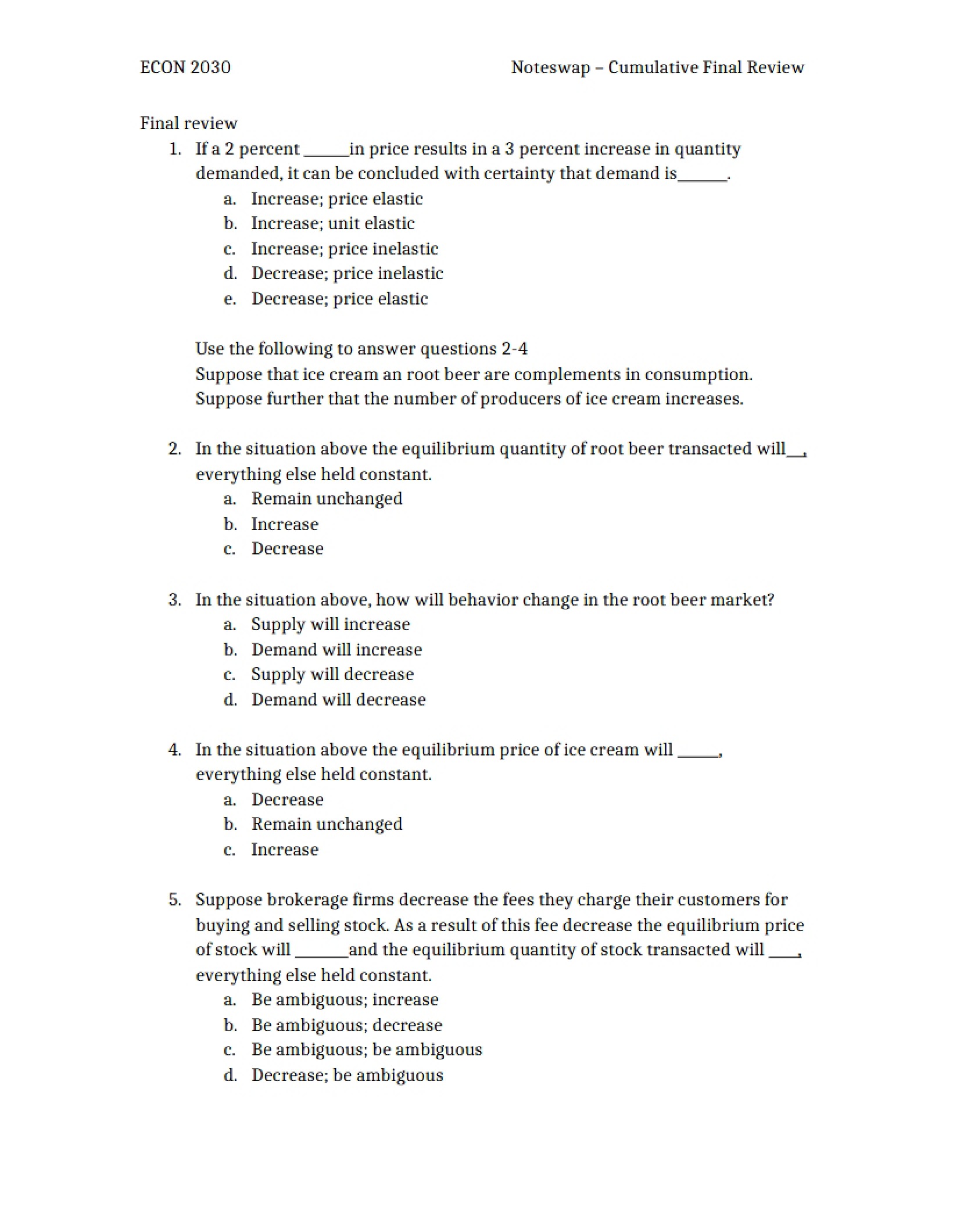 Review for Final
