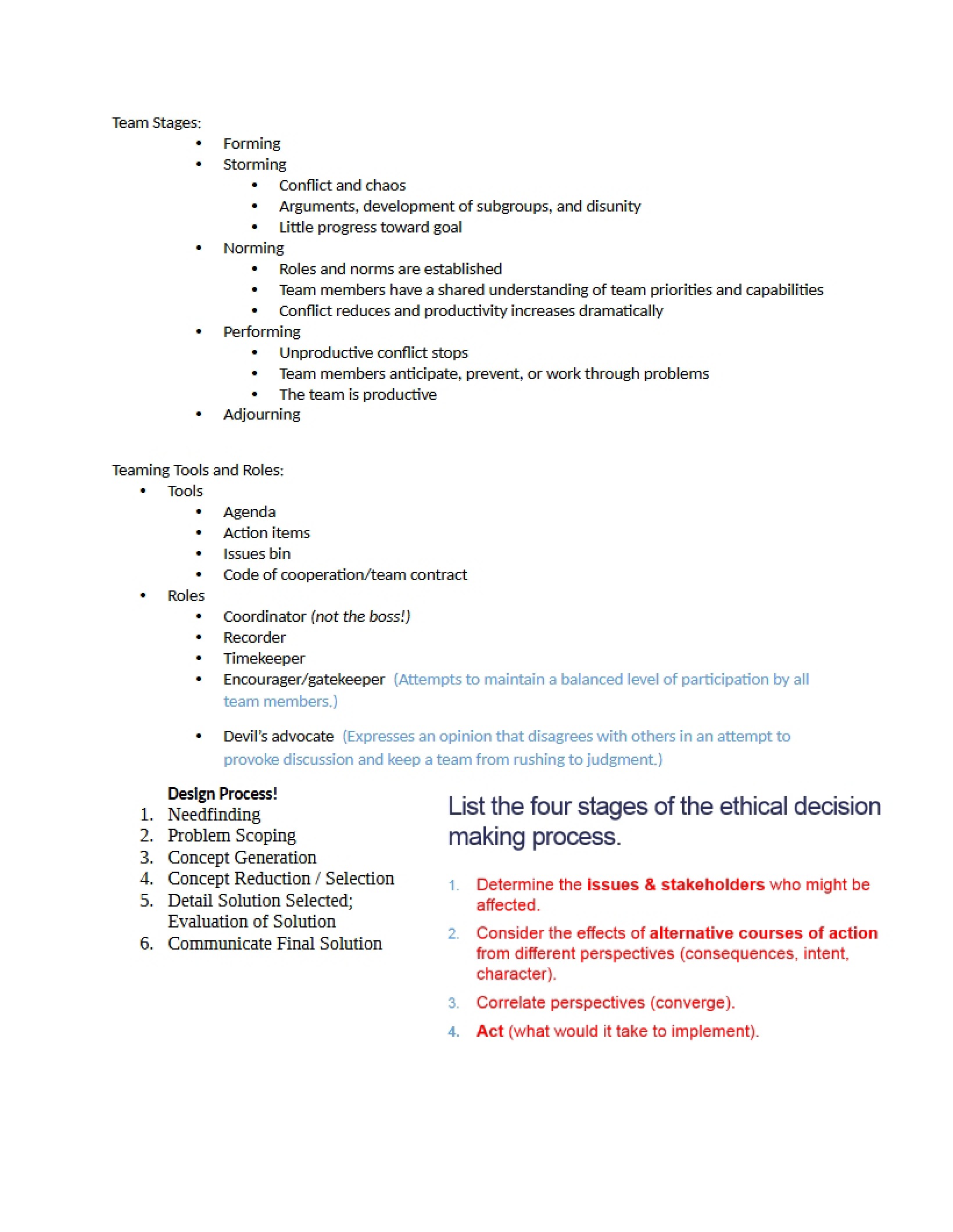 Second Exam Study Sheet for ENGR 131
