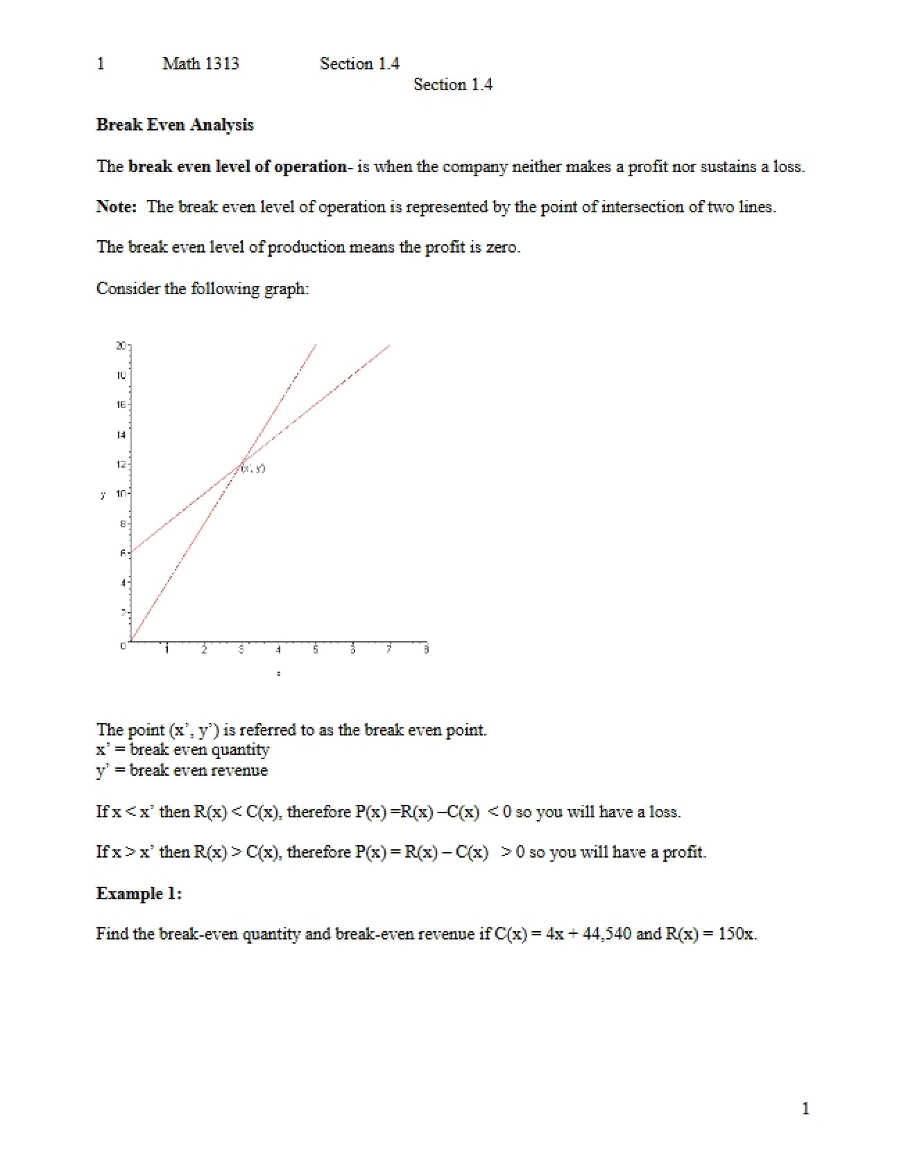 Analyzing Break-Even Points
