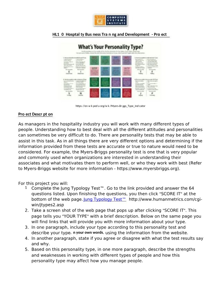 What's Your Personality Type - Project 4
