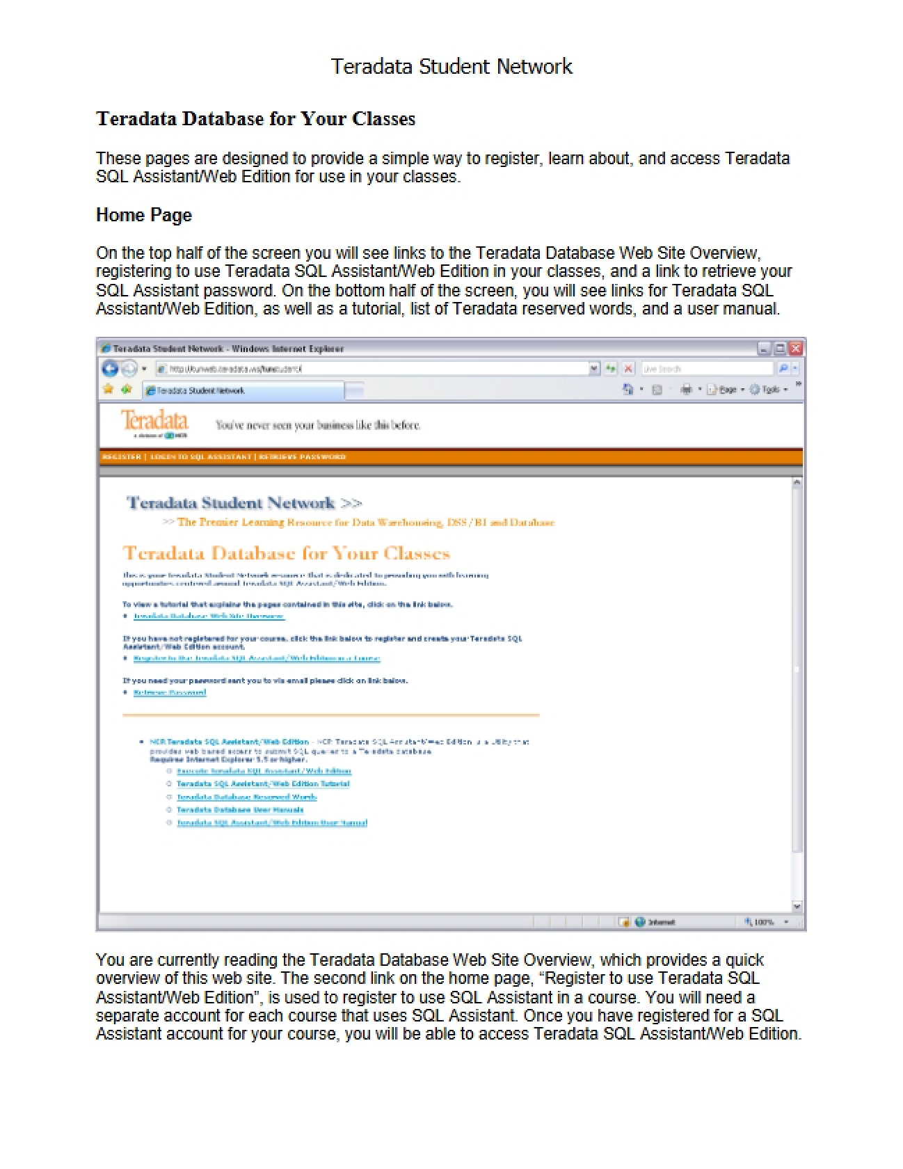Teradata Network for Students