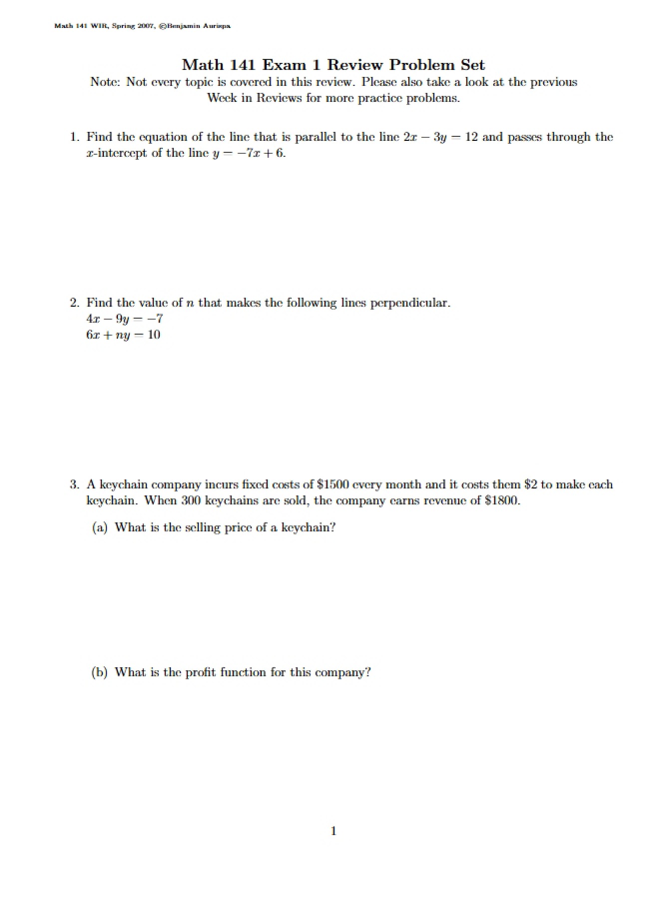 Review for the Exam