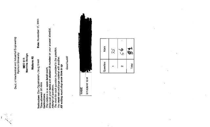 Winter 2003 Midterm for MEC613