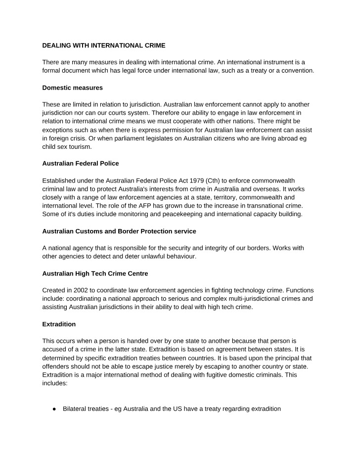 Dealing With Crime in an International Context