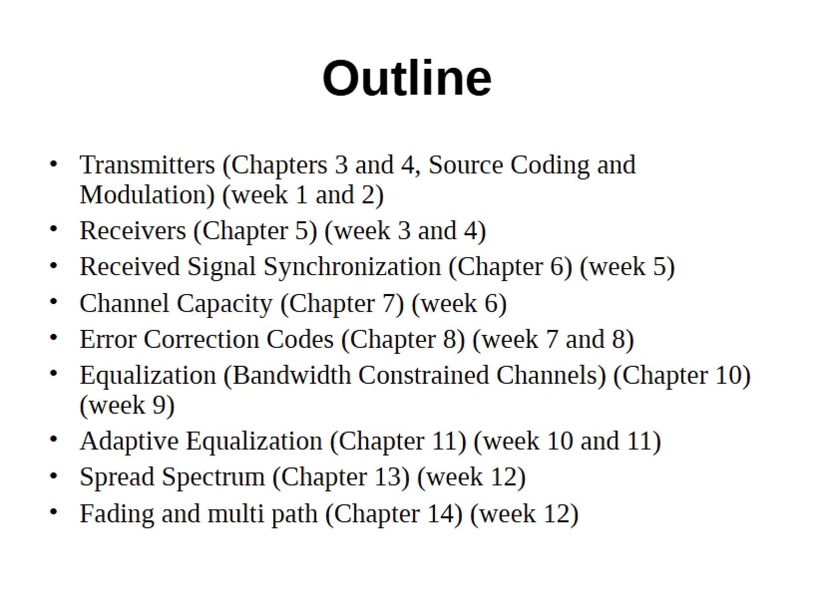Class Syllabus Outline