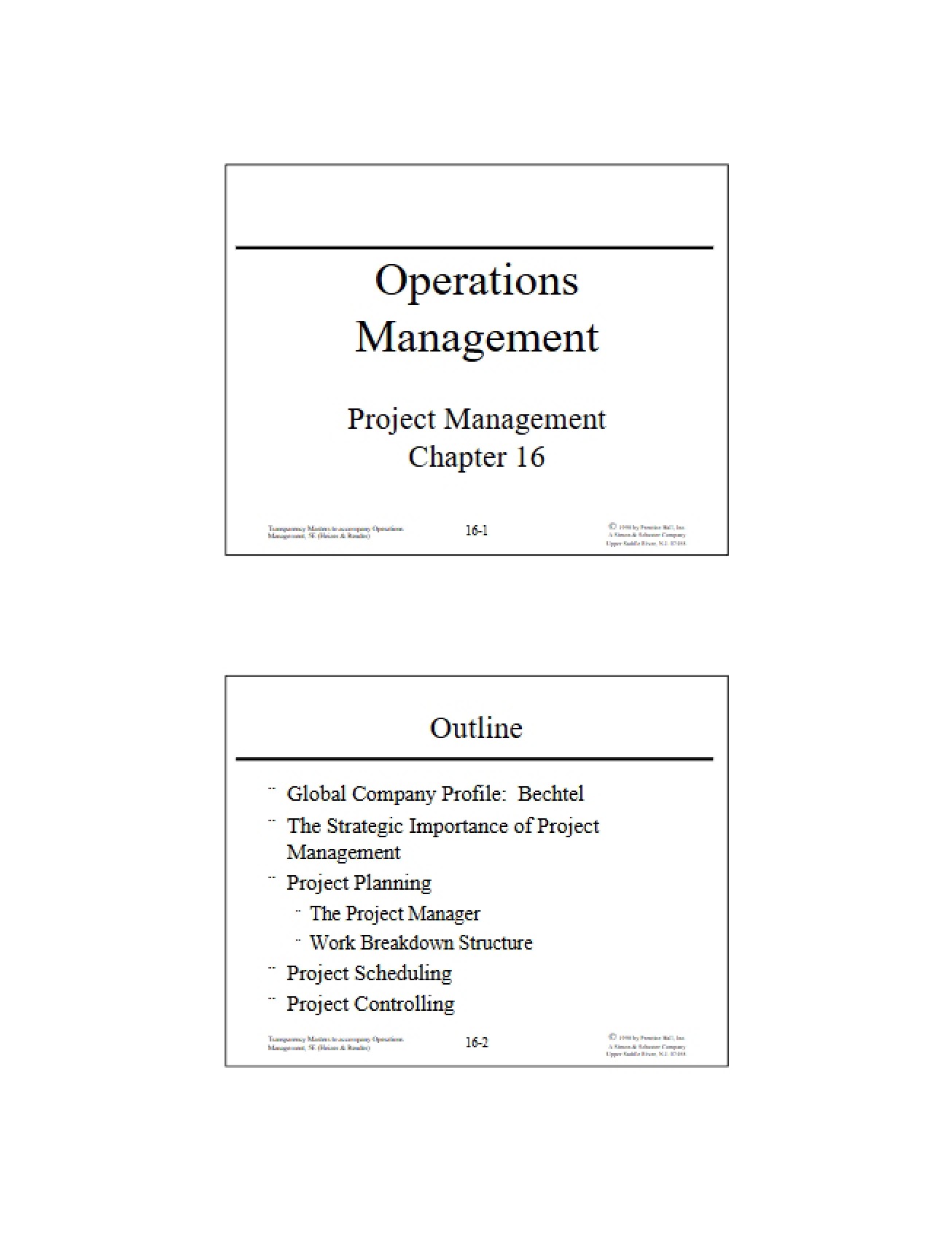 Management of Operations