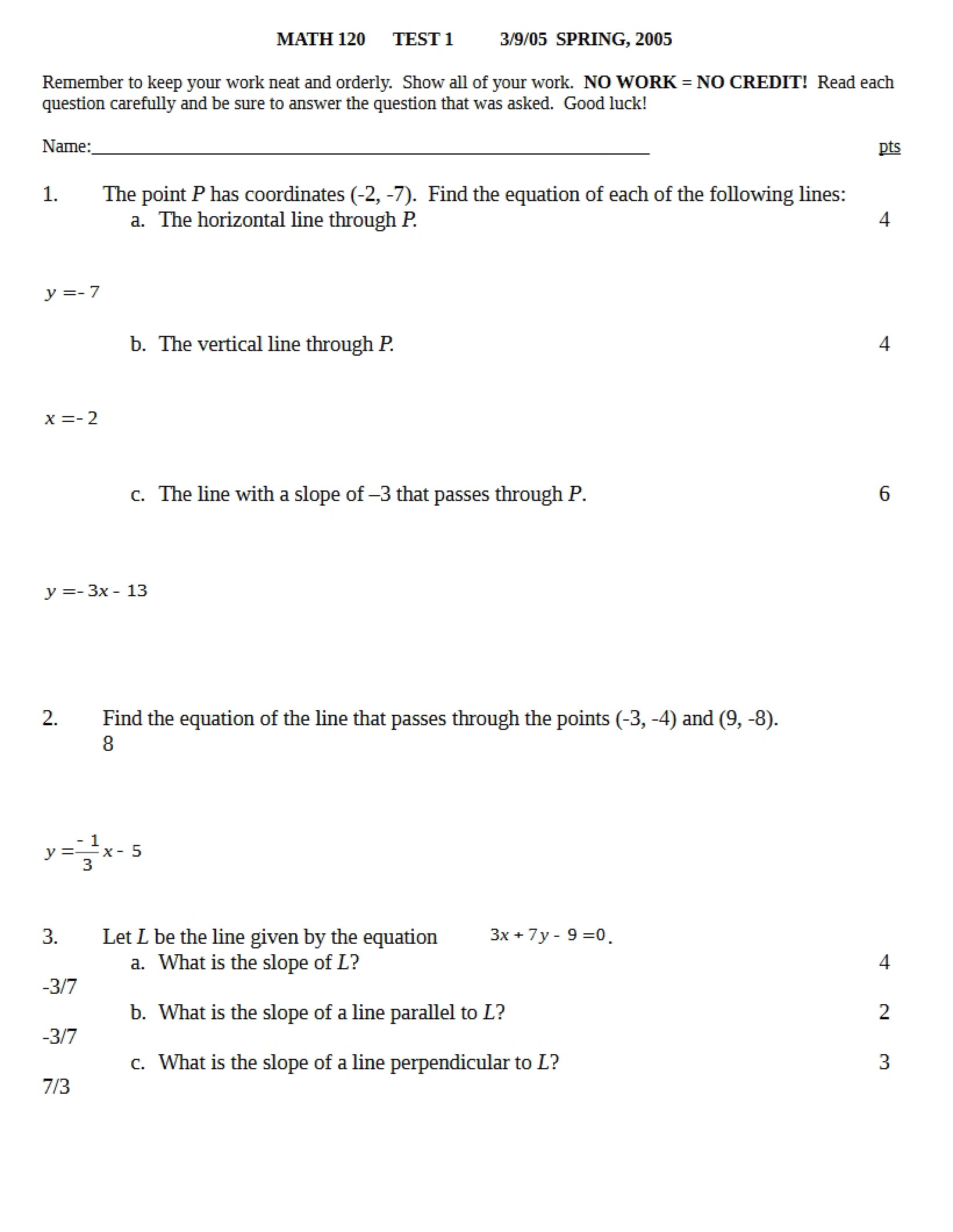 First Test Math 120