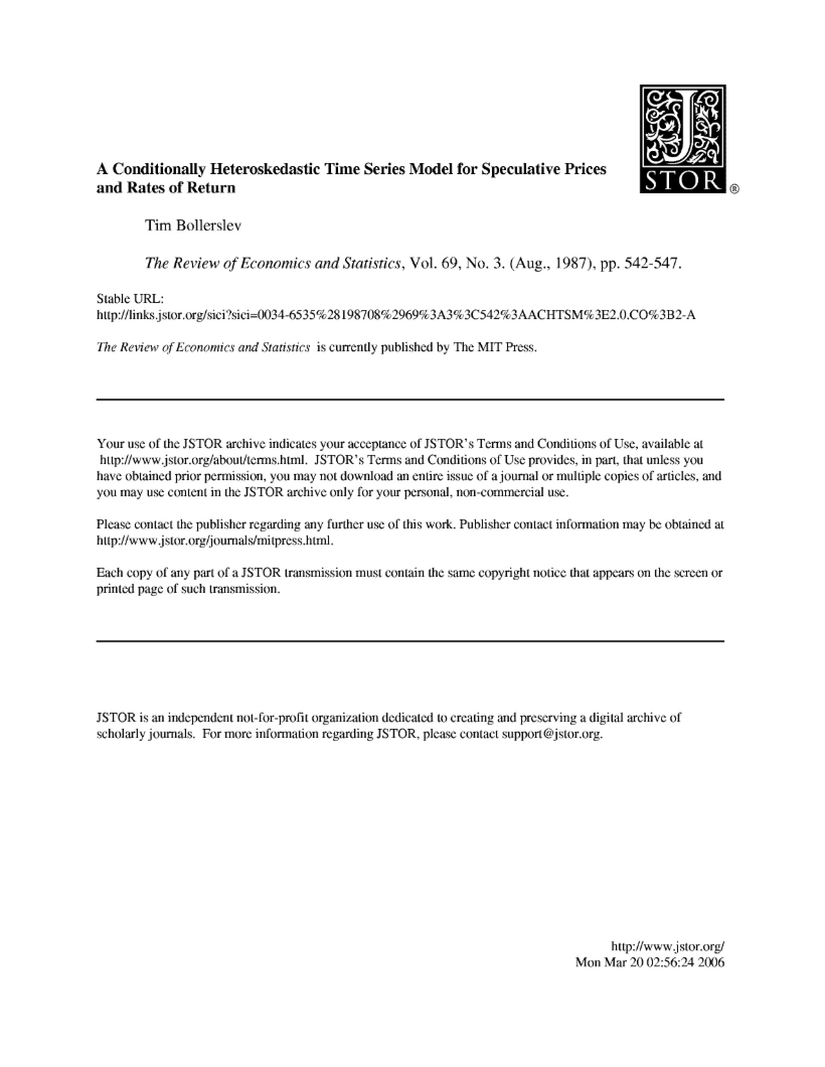 Time Series Model Conditionally Heteroskedastic