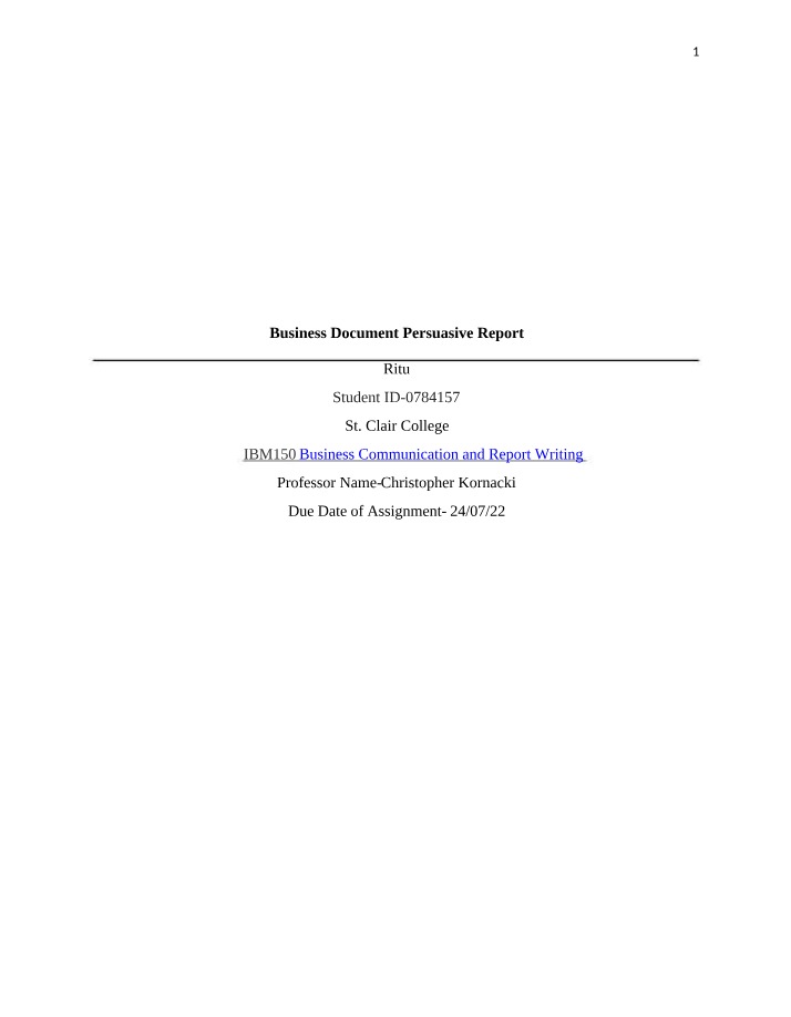 Persuasive Report - Business Document