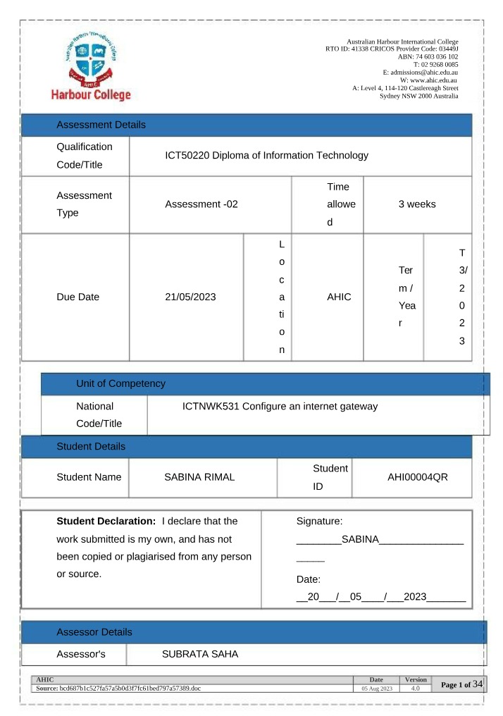 ICT50220 Assessment 02
