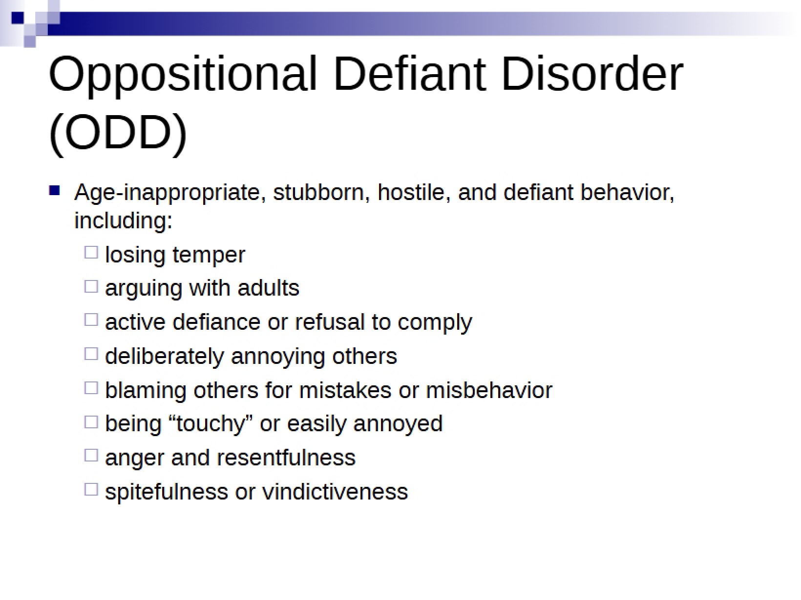 ODD Oppositional Defiant Disorder