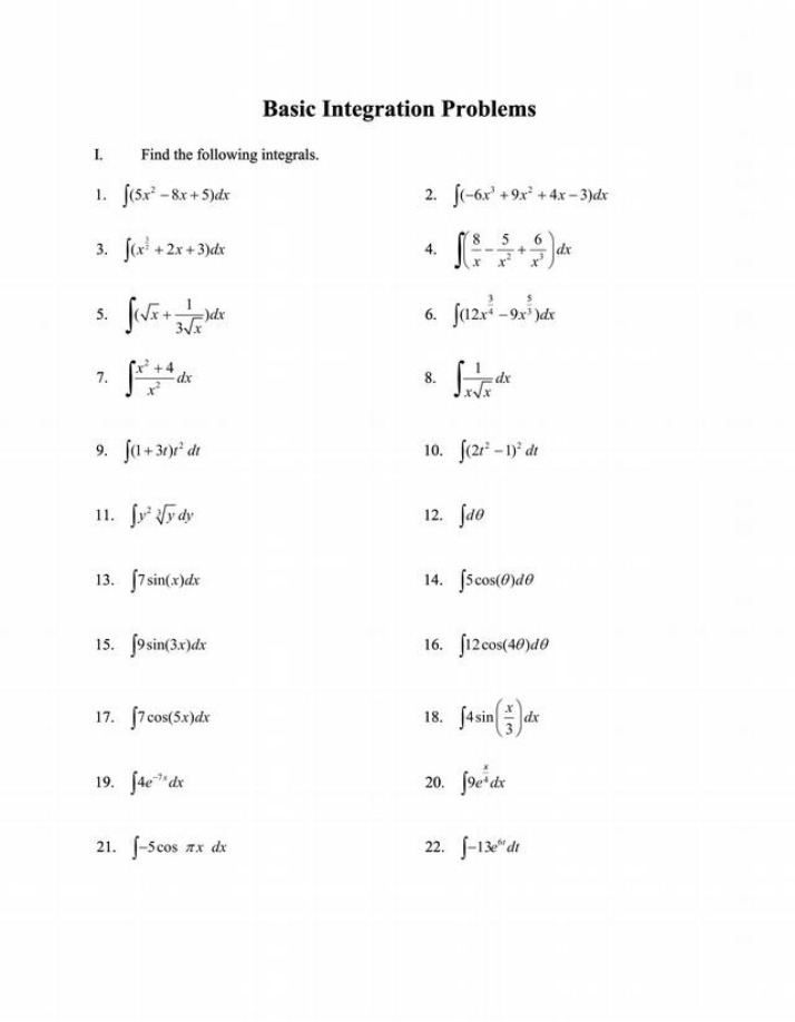 Problems on Basic Integration