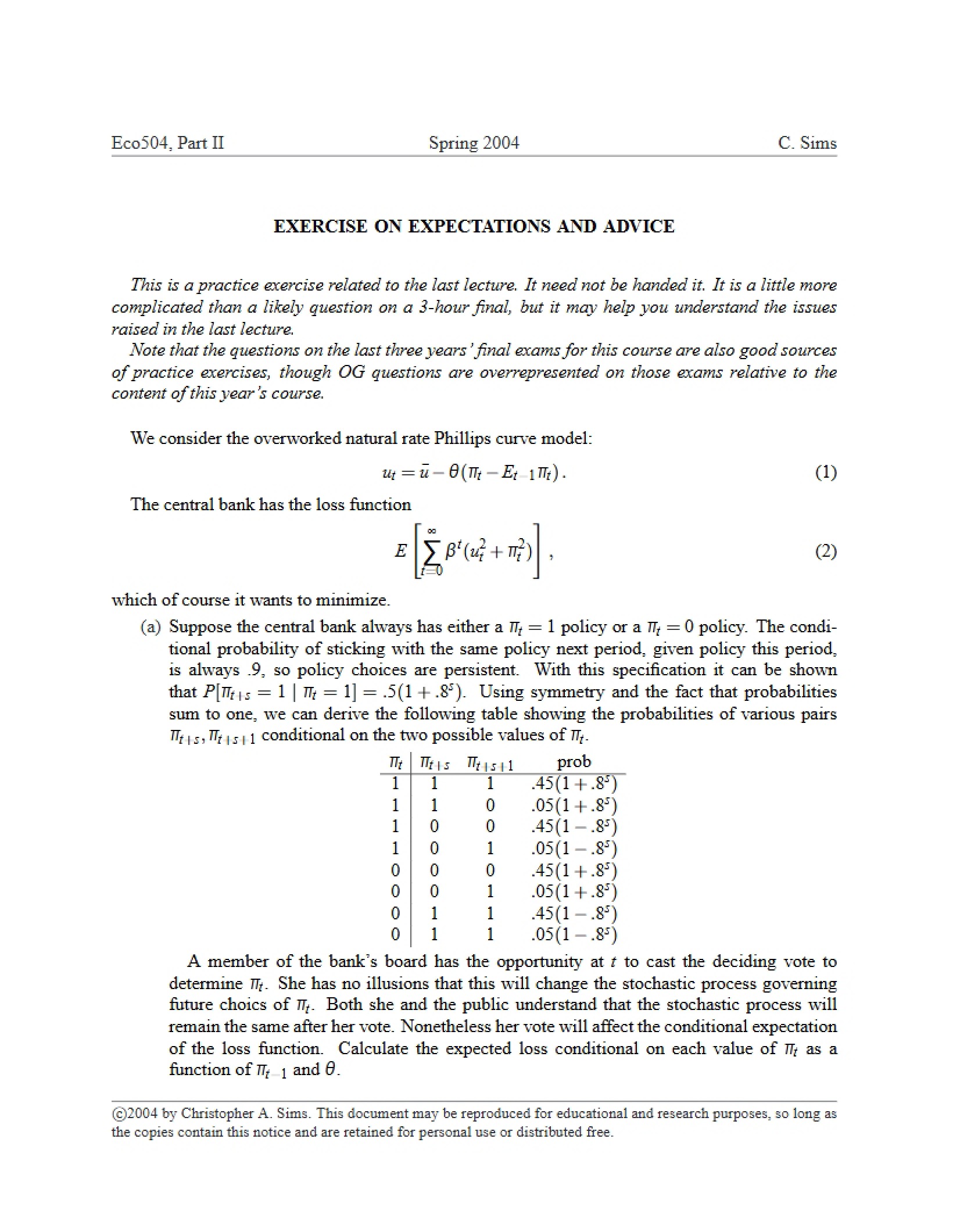 Advice and Expectations Exercise