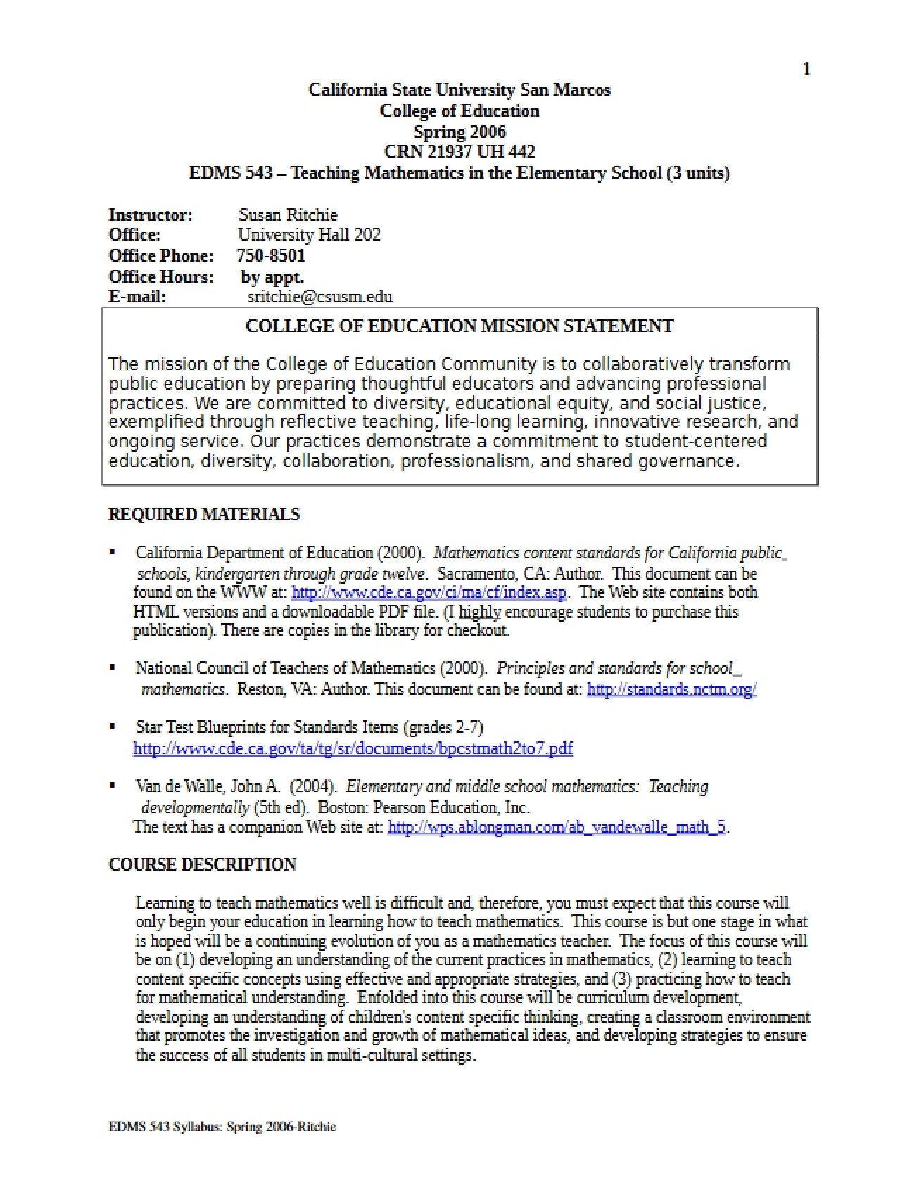 Elementary School Math Education Syllabus V3