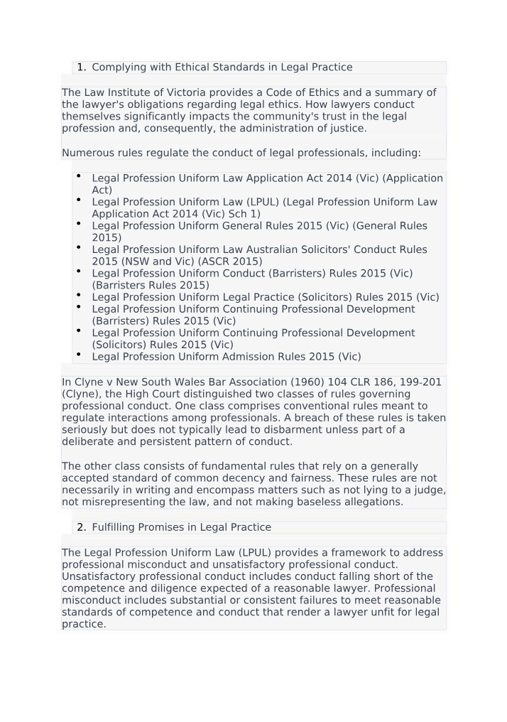Guide to Complying with Ethical Standards in Legal Practice