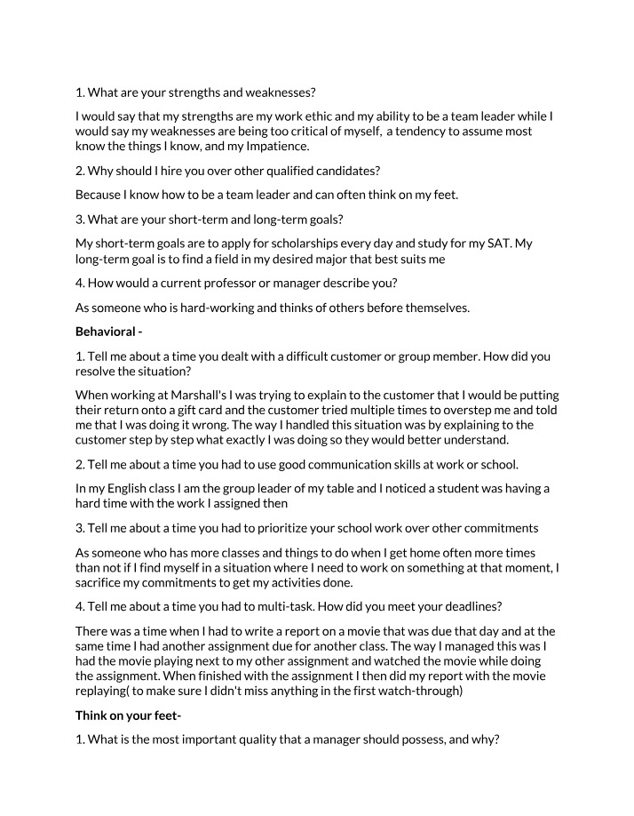 Strengths and Weaknesses for School and Career Success