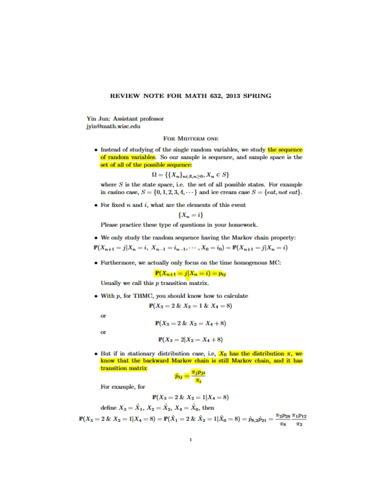 Notes for Review