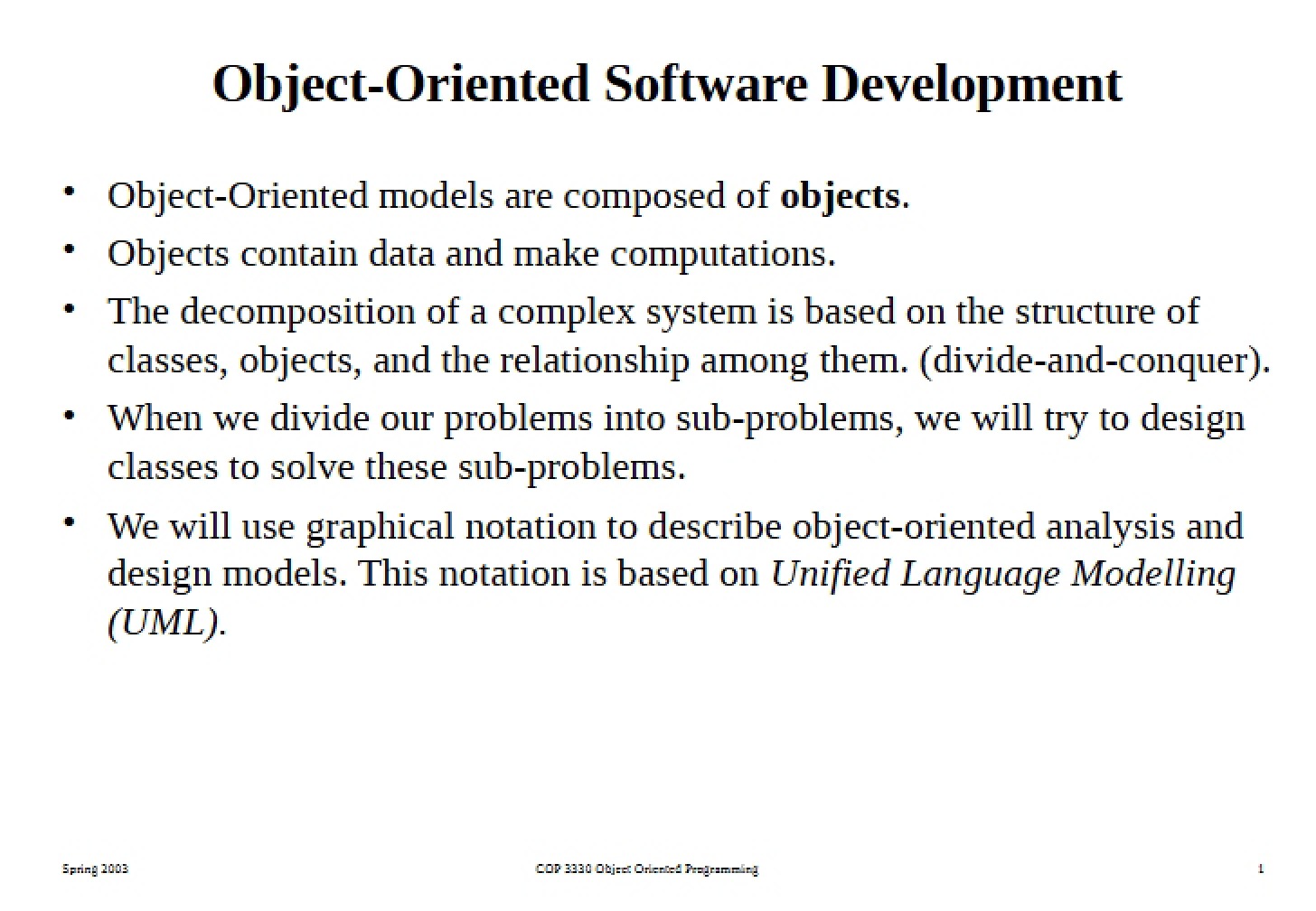 Software Development Object-Oriented