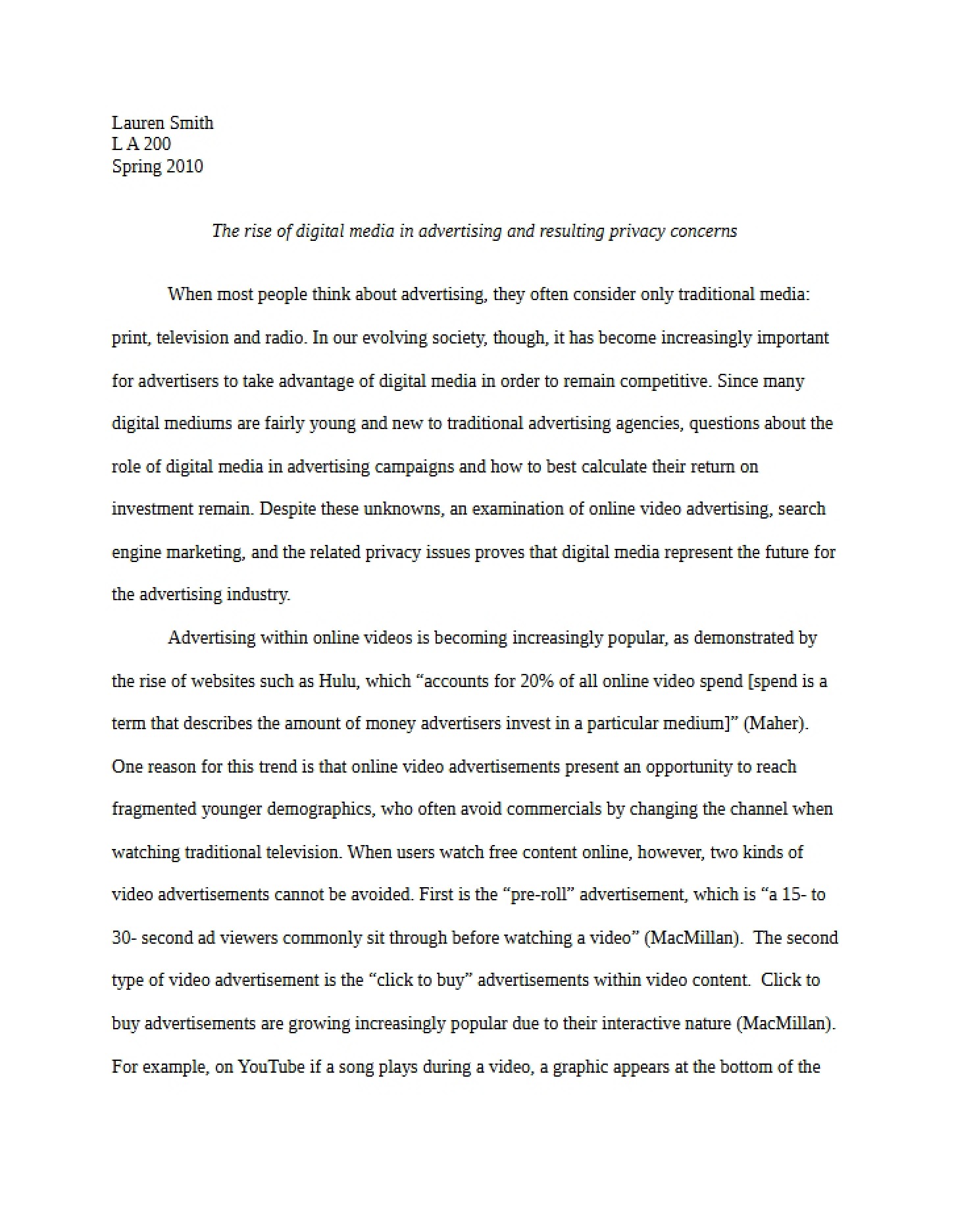 Advertising using Digital Media