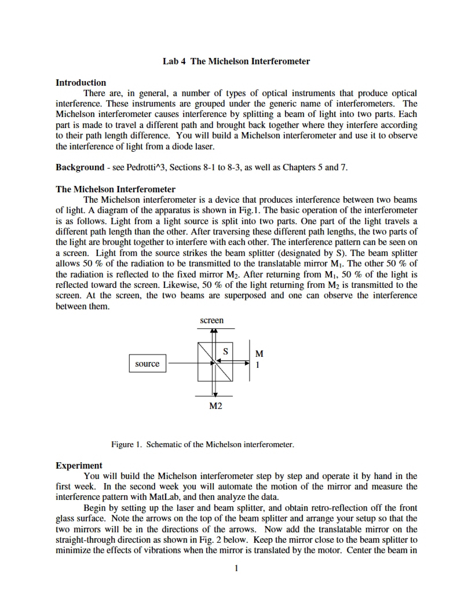 Michelson Interferometer Lab Four