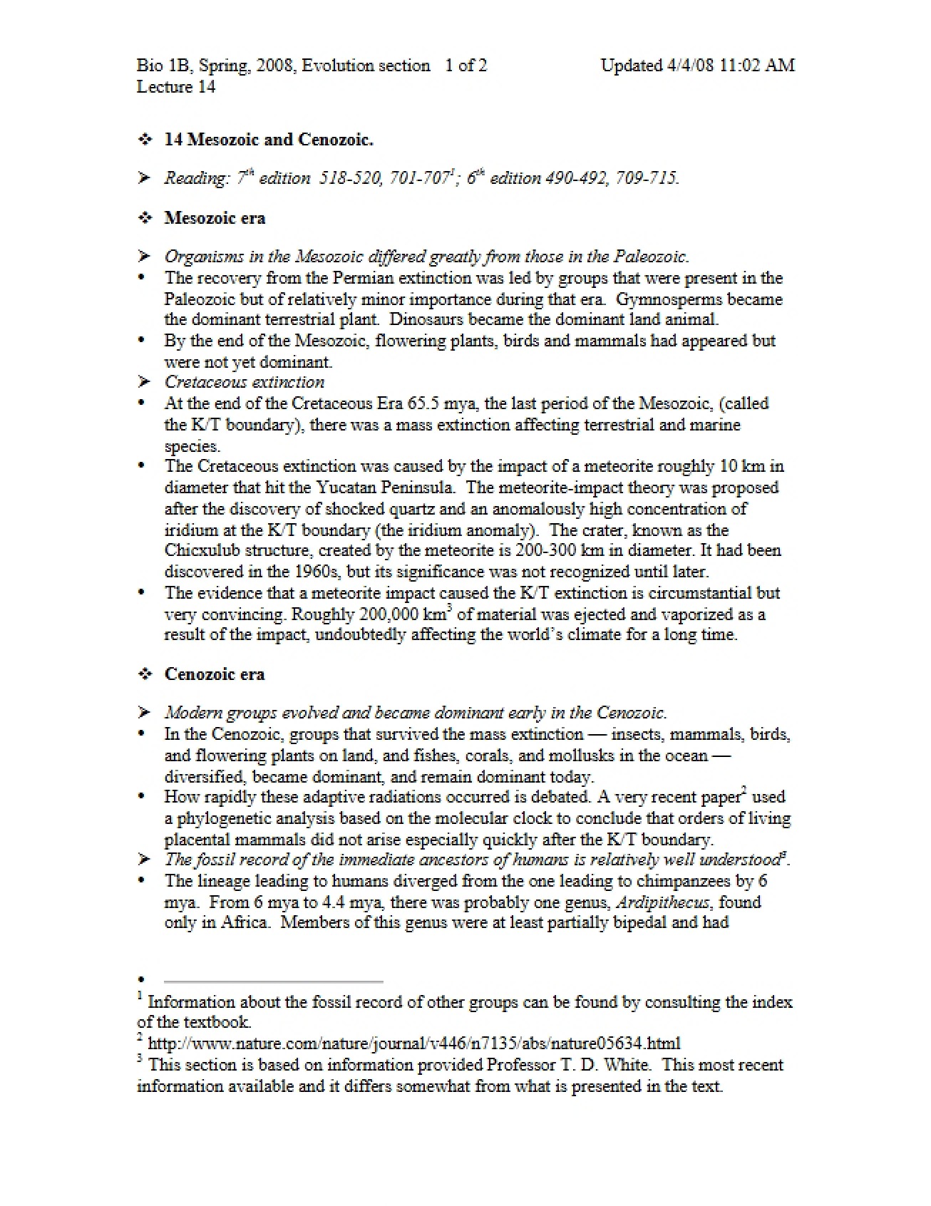 Class Overview Notes