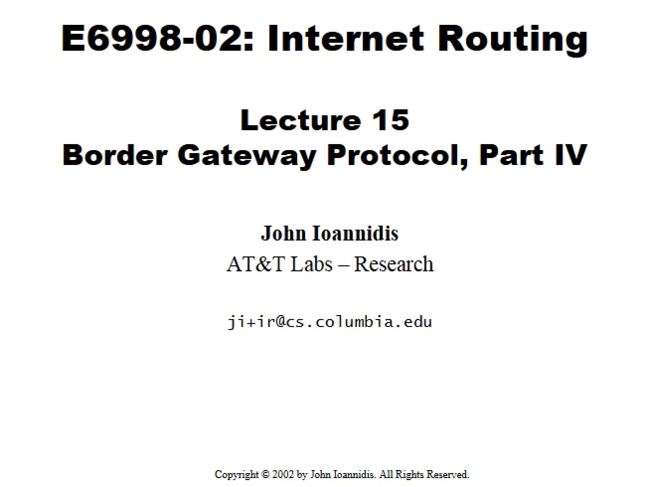 Protocol for Border Gateway