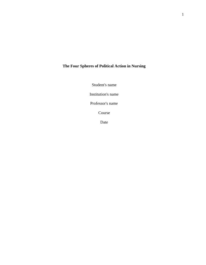 Four Spheres of Political Action in Nursing