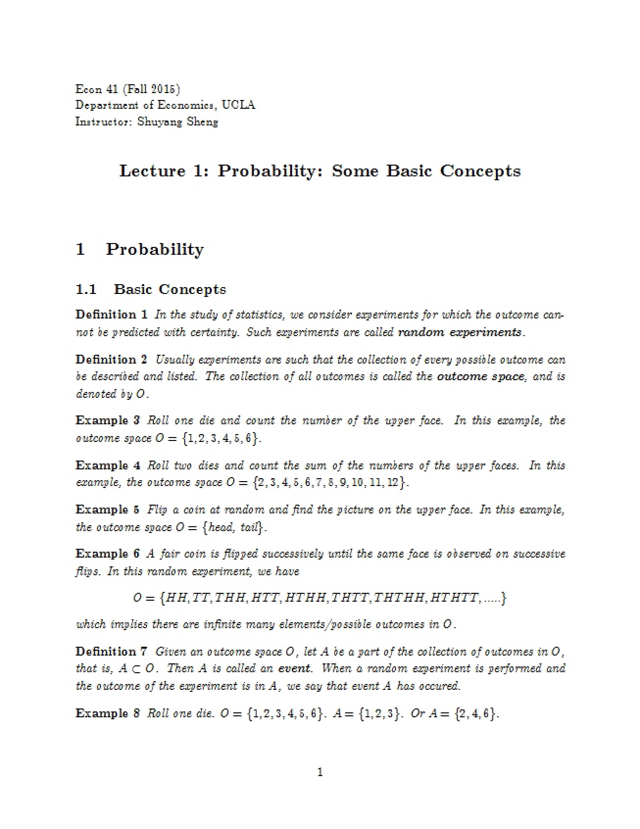 Lecture 1 Notes